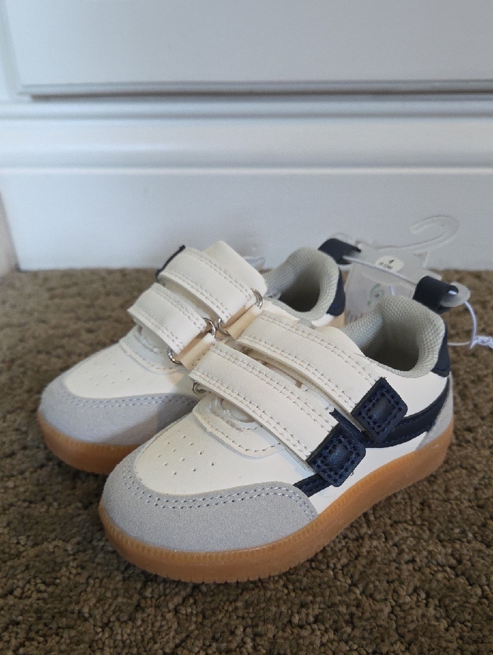 Baby Boys Lullaby Lane Faux Leather Sneakers Size 4 or 6 Double Straps NWT